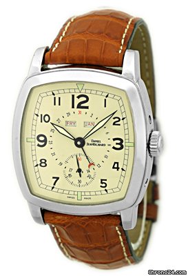 JeanRichard Gent's Stainless Steel  Grand TV Screen Triple Calendar Strapwatch