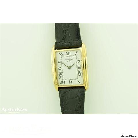 Patek Philippe 18ct gold manual wind on leather strap