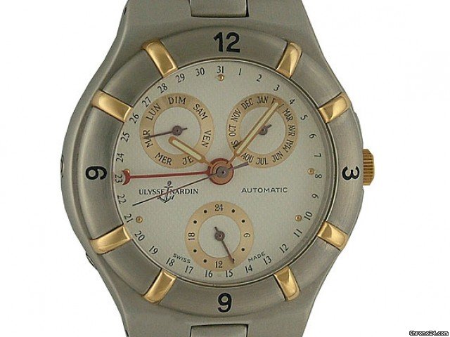 Ulysse Nardin Acqua 24h Kalender Stahl/Gelbgold Ref. 254-26-8 Vintage 37mm