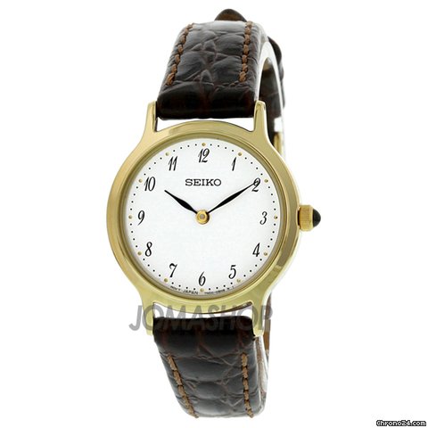 Seiko Gold-tone Brown Leather Strap Ladies Watch SFQ828