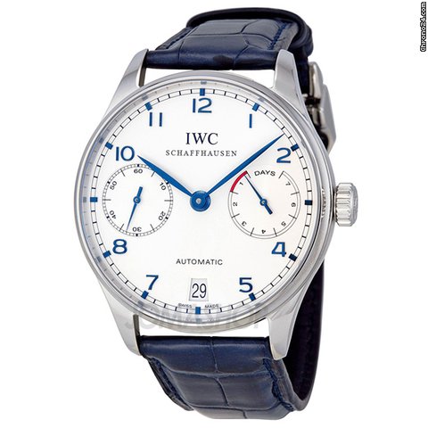 IWC Portuguese Automatic Steel Blue Mens Watch IW500107