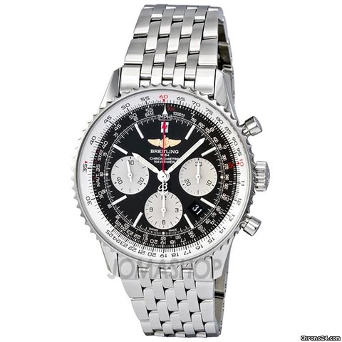 Breitling Navitimer 01 Black Dial Chronograph Stainless Steel Mens Watch AB012012-BB01SS