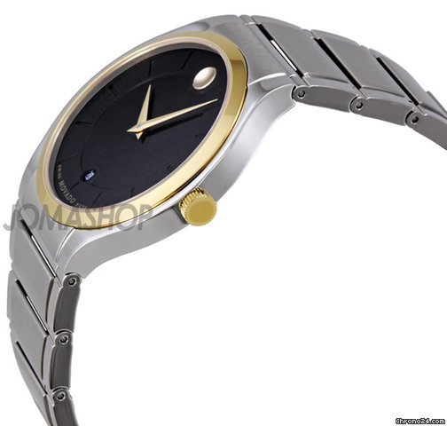 Movado Quadro Black Dial Two Tone Steel Case Mens Watch 0606480 WATCHES 2