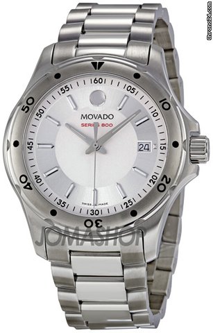 Movado 800 Performance Silver Dial Stainless Steel Mens Watch 2600075