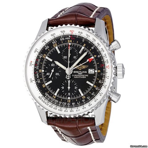 Breitling Navitimer World Automatic Chronograph Black Dial Mens Watch A2432212-B726BRCD