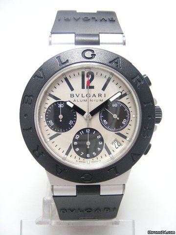 Bulgari Diagono chronographe aluminium on rubber/aluminium sur caoutchouc cadran silver dial
