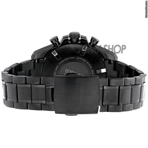 replica Seiko Sportura Black Dial Chronograph Stainless Steel Mens Watch SNAE77 WATCHES 1 