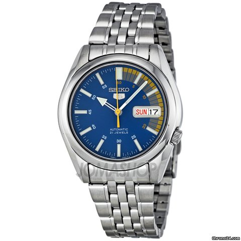 Seiko 5 Blue Dial Stainless Steel Automatic Mens Watch SNK371