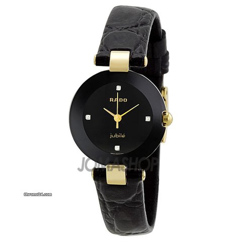 Rado Coupole Jubilee Black Dial Ceramic Case Black Leather Mens Watch R22829715