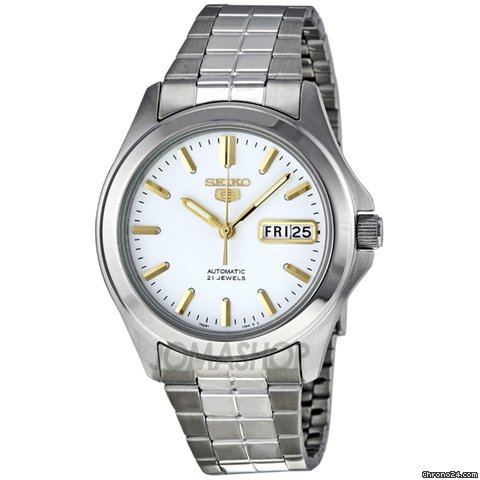 Seiko 5 Automatic White Dial Stainless Steel Mens Watch SNKK89