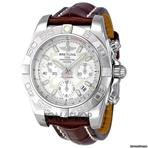 Breitling Chronomat 41 Automatic Chronograph Silver Dial Mens Watch AB014012-G711BRCT