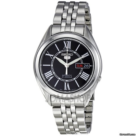Seiko 5 Automatic Black Dial Stainless Steel Mens Watch SNKL35