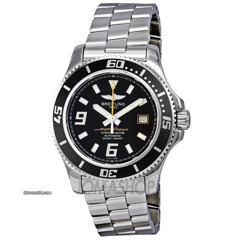 Breitling Superocean Black Dial Stainless Steel Mens Watch A17391A8-BA78SS