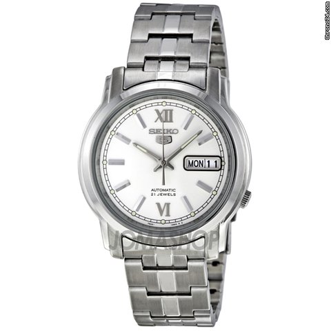 Seiko 5 Automatic White Dial Stainless Steel Mens Watch SNKK77
