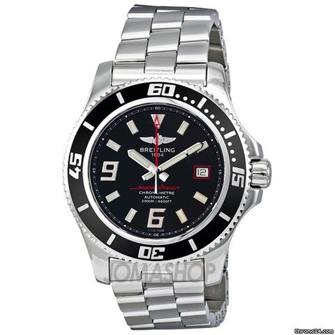 Breitling Superocean Black Dial Stainless Steel Mens Watch A17391A8-BA76SS