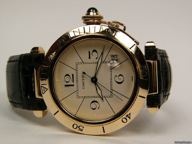 Cartier Pasha yellow gold leather strap Ref. 1989