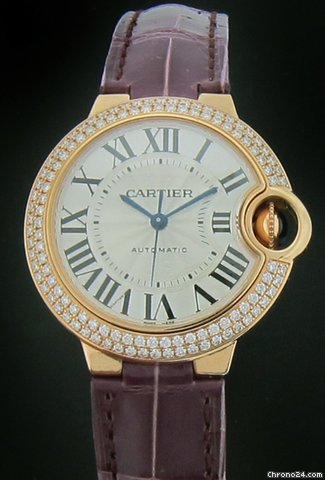 Cartier Rose Gold Ballon Bleu Diamond Strap Watch WE902036