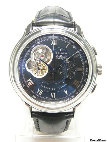 Zenith El Primero Open XXT 45mm power reserve chronographe 45mm acier grande taille/big size cadran noir/black dial