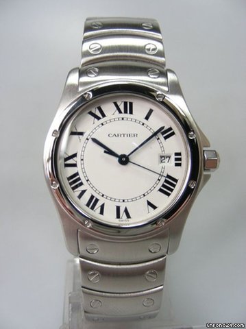 Cartier Santos ronde full steel/complet acier cadran blanc/white dial