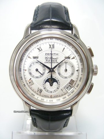 Zenith El Primero Chronomaster GT Fly-Back white gold/or blanc triple date moon phases/phases de lune cadran silver dial