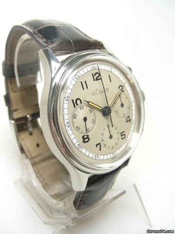 replica Jaeger-LeCoultre Chronographe vintage steel/acier sur cuir cadran silver dial WATCHES 1 