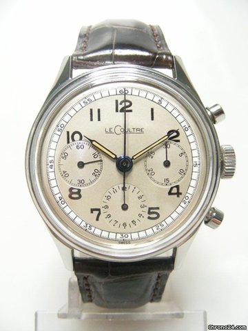 Jaeger-LeCoultre Chronographe vintage steel/acier sur cuir cadran silver dial