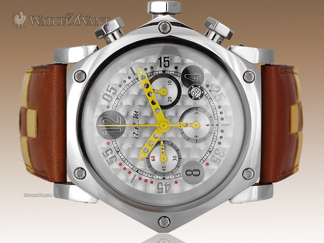 B.R.M SCR-48 GT Chronograph Ref. SCR-48-GT-BOU-AJ - 48mm Piston Shaped Stainless Steel Case - Silver Carbon Fiber Dial - Yellow Hands - BNIB - Brand New