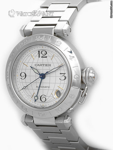 replica Cartier Ladies Pasha C GMT "Globe" - 36mm Stainless Steel - W31078M7 WATCHES 1 