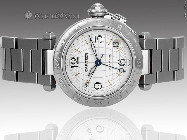 Cartier Ladies Pasha C GMT "Globe" - 36mm Stainless Steel - W31078M7