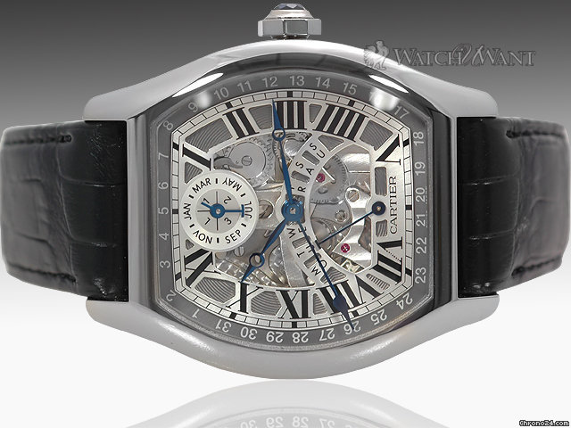Cartier Tortue Perpetual Calendar - 46mm x 51mm Tonneau 18K White Gold with Skeleton Dial - W1580048