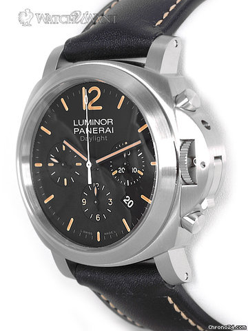 replica Panerai PAM 356 - Luminor "DIRTY BROWN DIAL DAYLIGHT" Chronograph - 44mm Stainless Steel WATCHES 1 