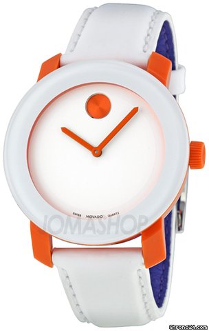 Movado Bold White Dial White Leather Strap Ladies Watch 3600007