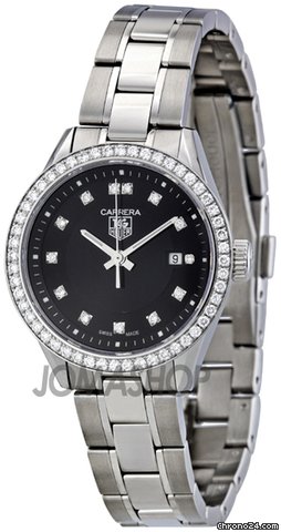 TAG Heuer Carrera Black Dial Diamond Ladies Watch WV1412BA0793
