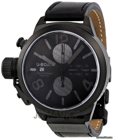 U-Boat Classico CAB Black Carbon Fire Dial Automatic Chronograph Mens Watch 2278