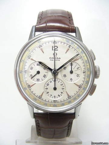 Omega Chronographe mvt Lemania 27PCH vintage steel/acier cadran silver dial