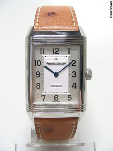 Jaeger-LeCoultre Reverso big size/grande taille acier sur cuir/steel cadran silver dial