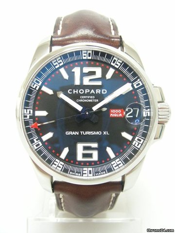 Chopard Mille Miglia Gran Turismo XL steel/acier sur cuir cadran noir/black dial
