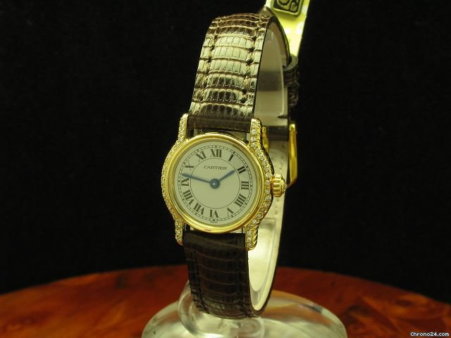 Cartier 18kt 750 Gold Damenuhr Mit Diamant Besatz