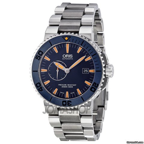 Oris Maldives Limited Edition Blue Dial Titanium Mens Watch 01 643 7654 7185-Set MB