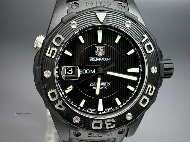 replica TAG Heuer "AQUARACER" TITAN/PVD full black/Kautschukband WATCHES 1 