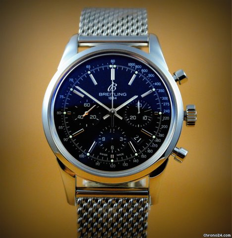 Breitling Transocean Chrono Chronograph Saphirglasboden Milanaise Band