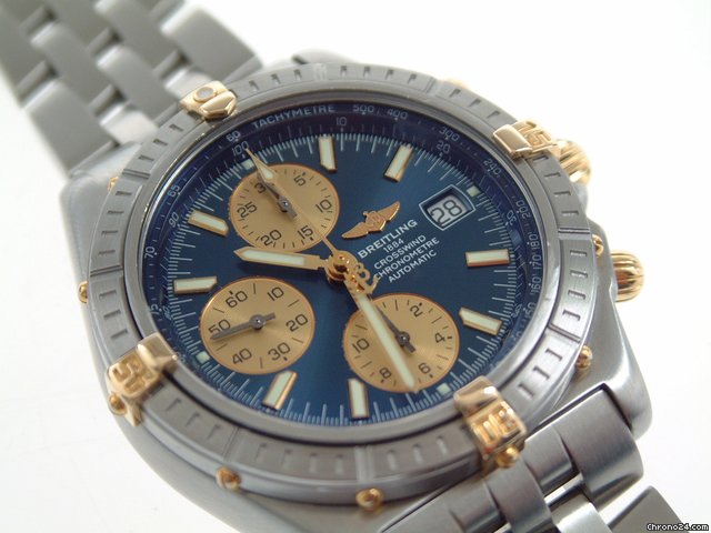 Breitling Crosswind Racing Stahl / Gold mit Pilotband