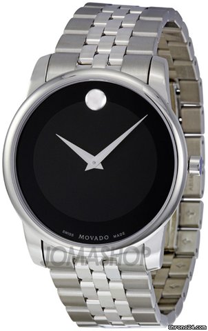 Movado Stainless Steel Black Museum Dial Mens Watch 0606504