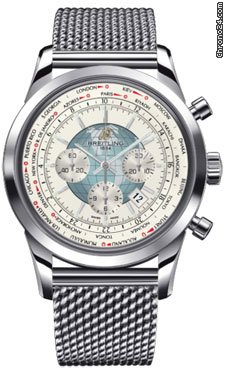 Breitling Transocean Chronograph Unitime Stainless Steel