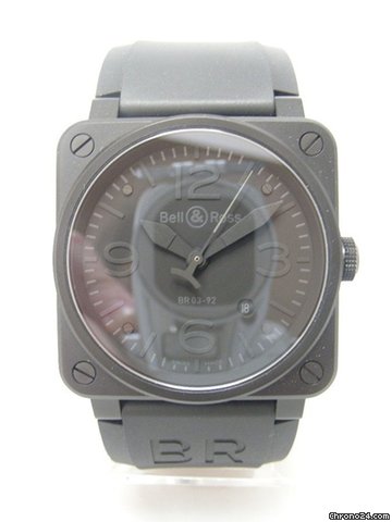 Bell & Ross Aviation BR03-92S "Military"all black/complet noir acier on rubber/acier sur caoutchouc
