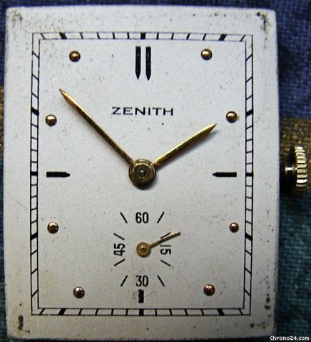 replica Zenith 18 ct GOLD - VINTAGE RECTANGULAR WRISTWATCH - 1945c WATCHES 1 