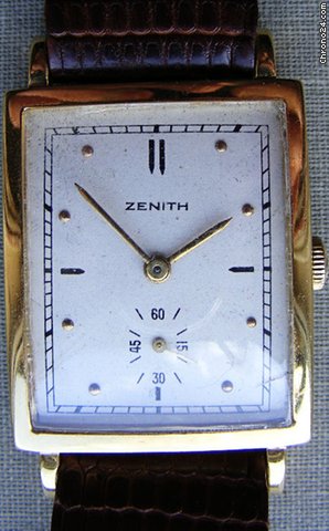 Zenith 18 ct GOLD - VINTAGE RECTANGULAR WRISTWATCH - 1945c