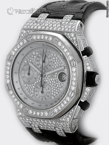 replica Audemars Piguet (AP) Royal Oak Offshore Chronograph - 100% Authentic Factory Diamond Bezel & Case (Total 5.86 Carats) - 44mm 18k White Gold - SPECIAL ORDER ONLY WATCHES 1 