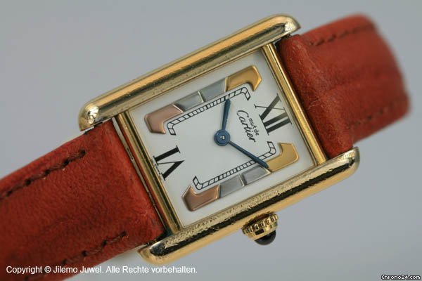 Cartier Tank Vermeil Quartz 925 Silber Vergoldet