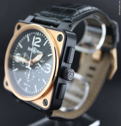replica Bell & Ross Aviation type Pink gold bezel & PVD/DLC case chrono 46 mm WATCHES 1 